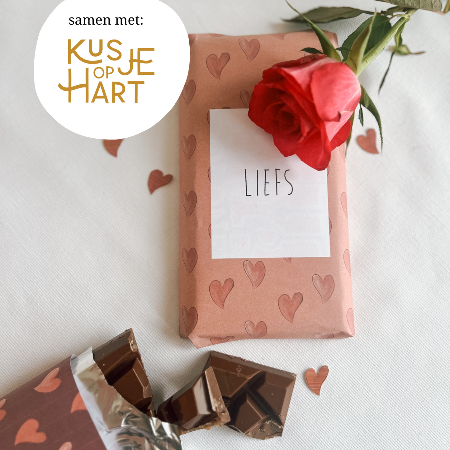 Printable | Kusje op je hart | Chocoladewikkel Liefs