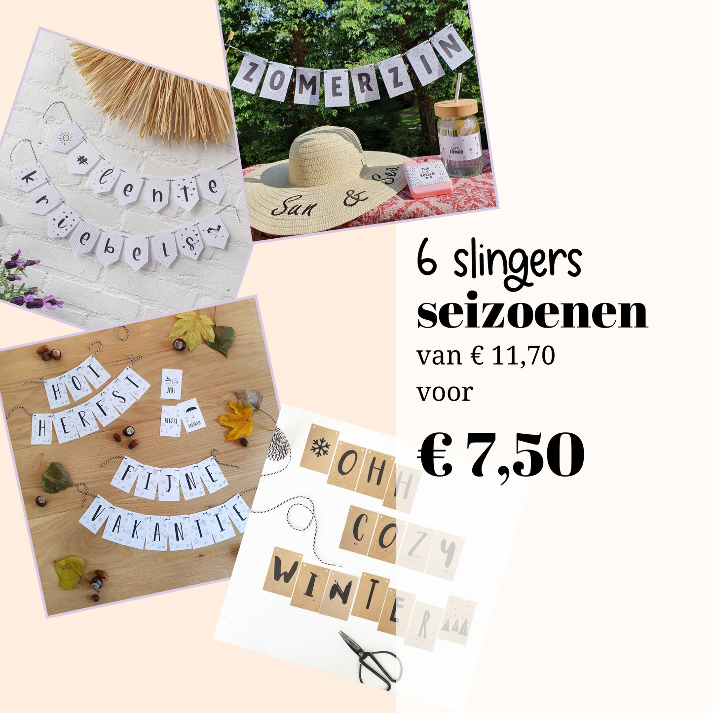 Printable | 6x slingers | alle seizoenen