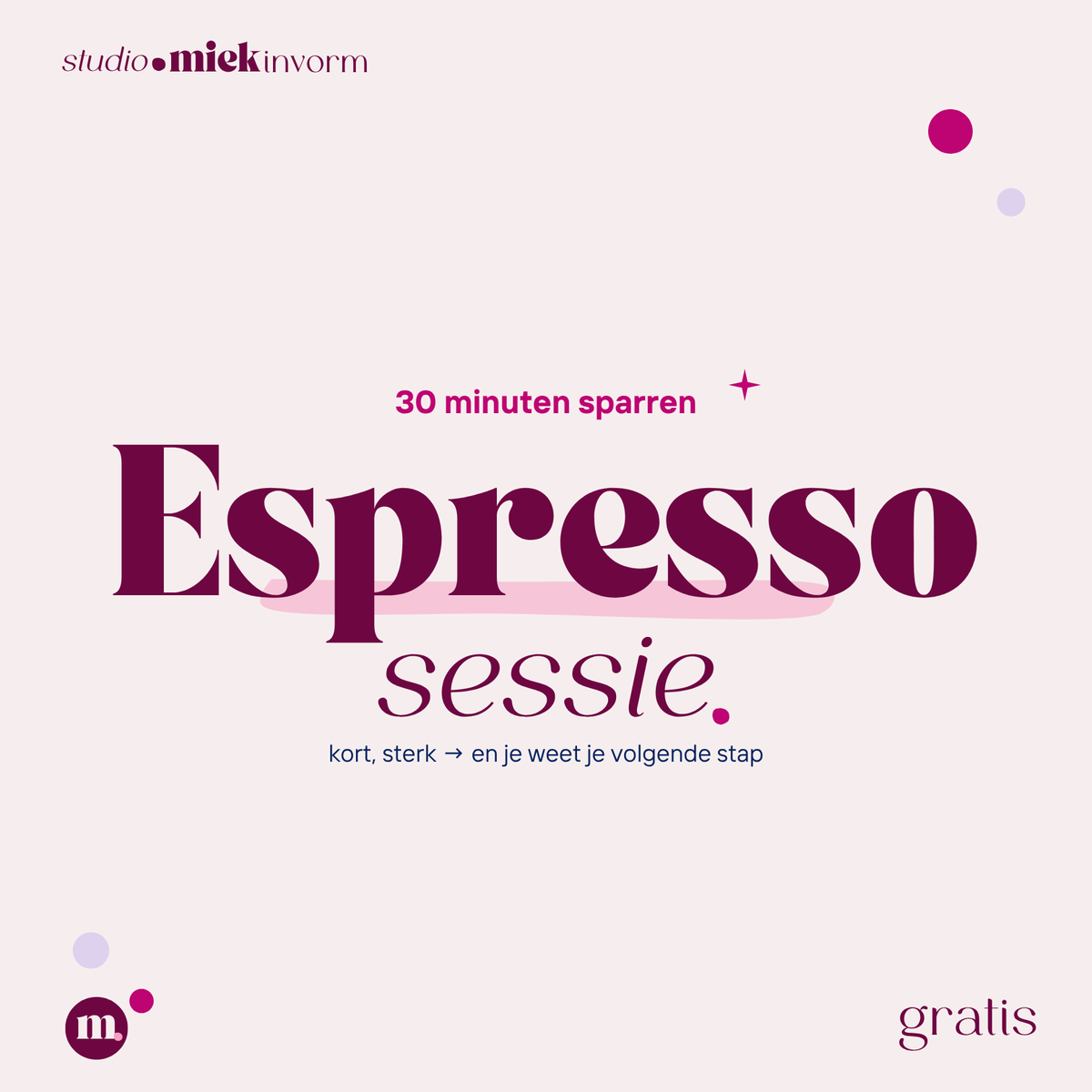 Espresso-sessie: 30 minuten gratis sparren over je merk met Studio MIEKinvorm