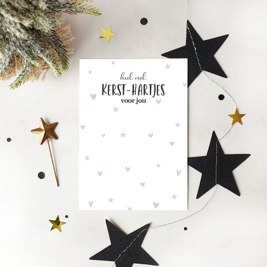 Printable | Kerst | kaart kersthartjes voor jou