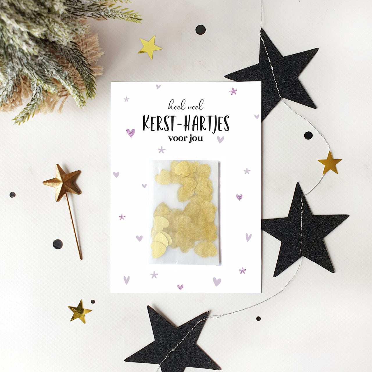 Printable | Kerst | kaart kersthartjes voor jou