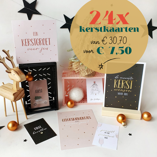 Printable | KERST + oud & nieuw | 24x kaarten