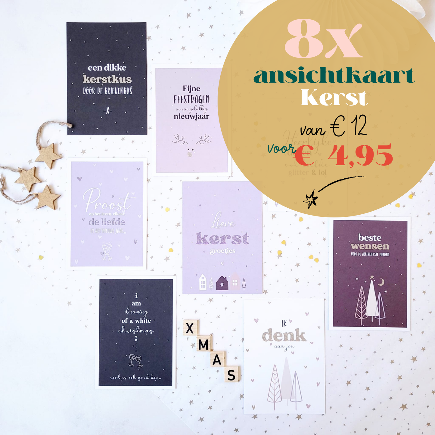 Printable | KERST + Oud & nieuw | 8x ansichtkaarten