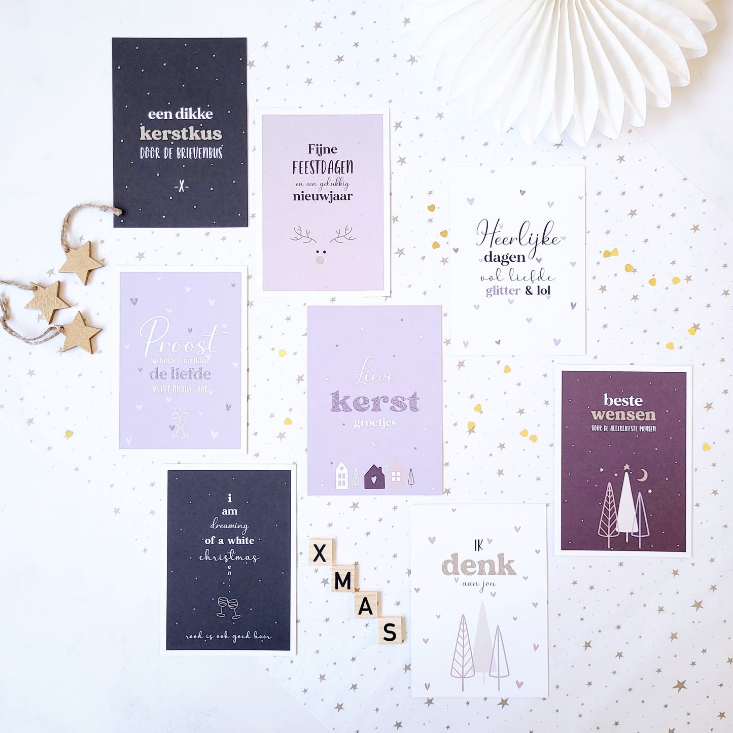 Printable | KERST + Oud & nieuw | 8x ansichtkaarten