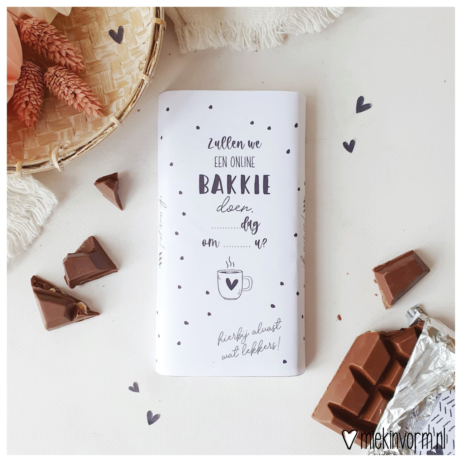 Printable | Chocolade wikkel  | Zullen we een online bakkie doen?